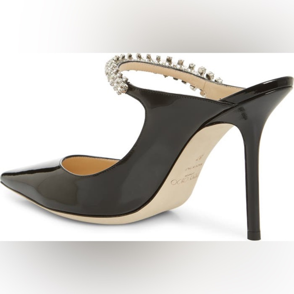 SOLD Jimmy Choo Bing 100 Crystal Embellished Black Patent Mule - Picture 5 of 16
